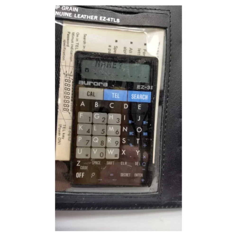 Vintage Black Leather Organizer with Contact DB-Calculator